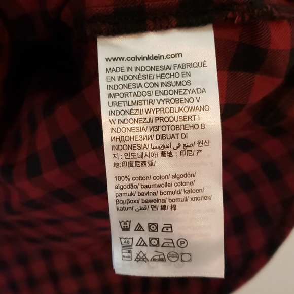 Calvin Klein Red & Black Checked Tunic Shirt - Picture 7 of 7
